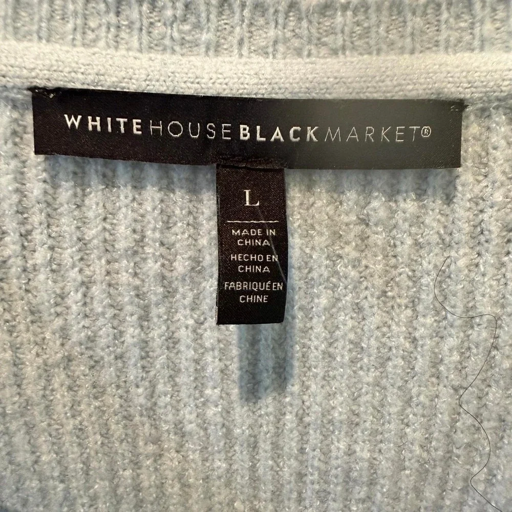 White House Black Market Womens L Alpaca Blend Colorblock V Neck Sweater